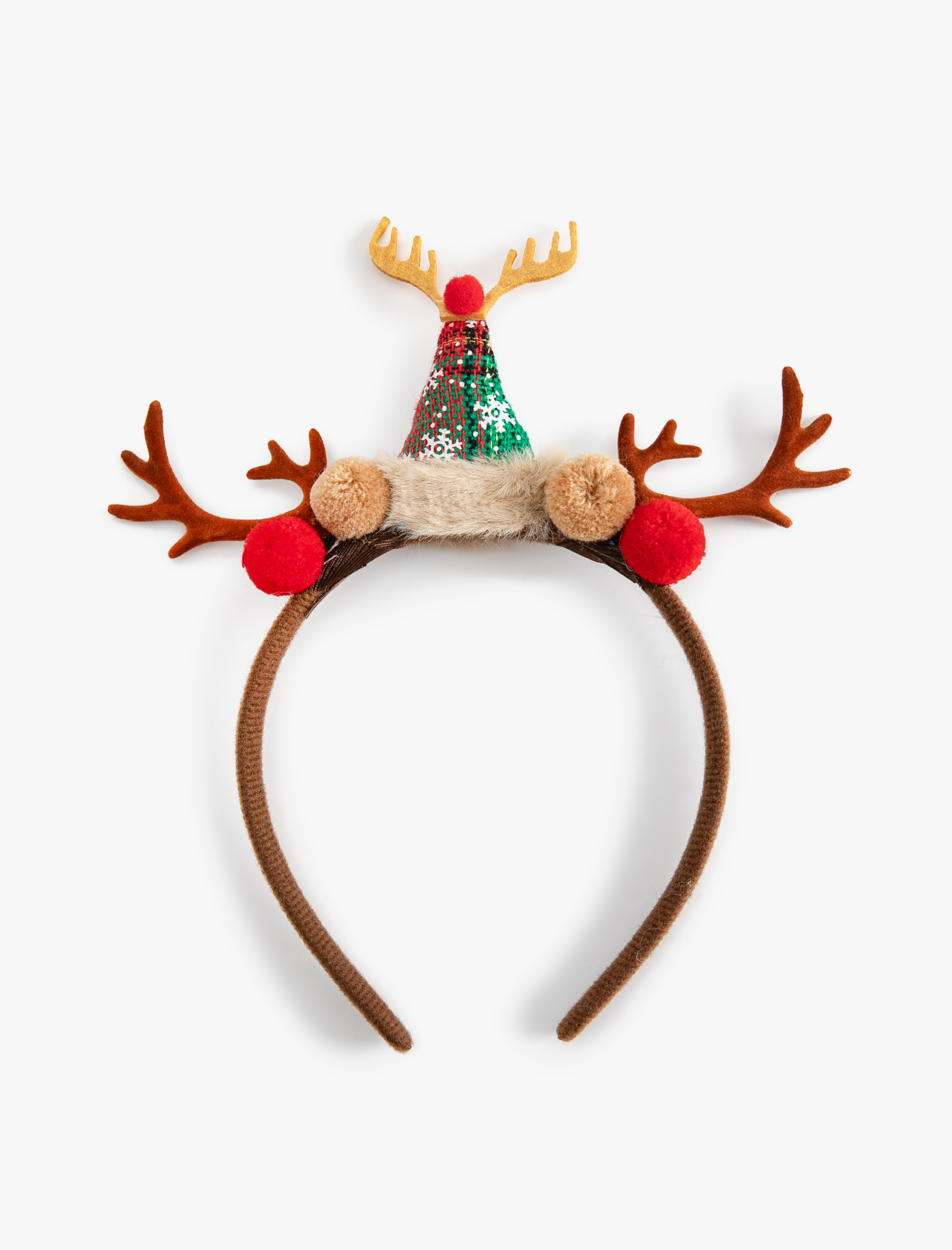  Kadın Geyik Kulağı ve Ponpon Aplikeli Yılbaşı Tacı
