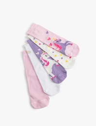 Unicorn Baskılı Pamuklu 5'li Soket Çorap Seti