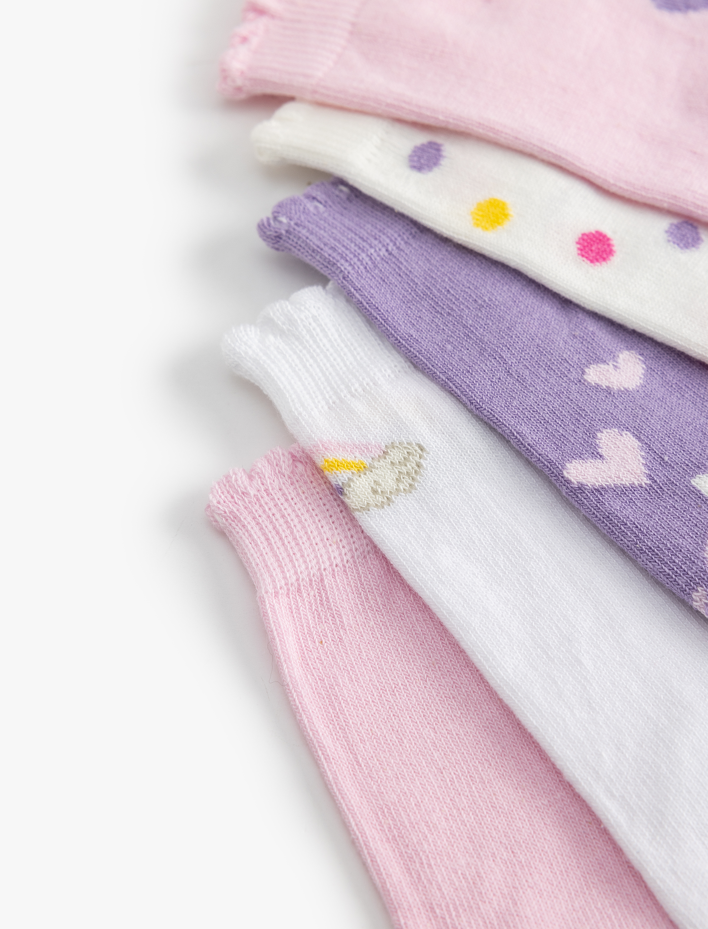  Kız Çocuk Unicorn Baskılı Pamuklu 5'li Soket Çorap Seti