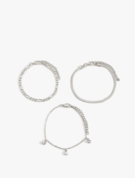 Zincir Detaylı 3'lü Bileklik Seti