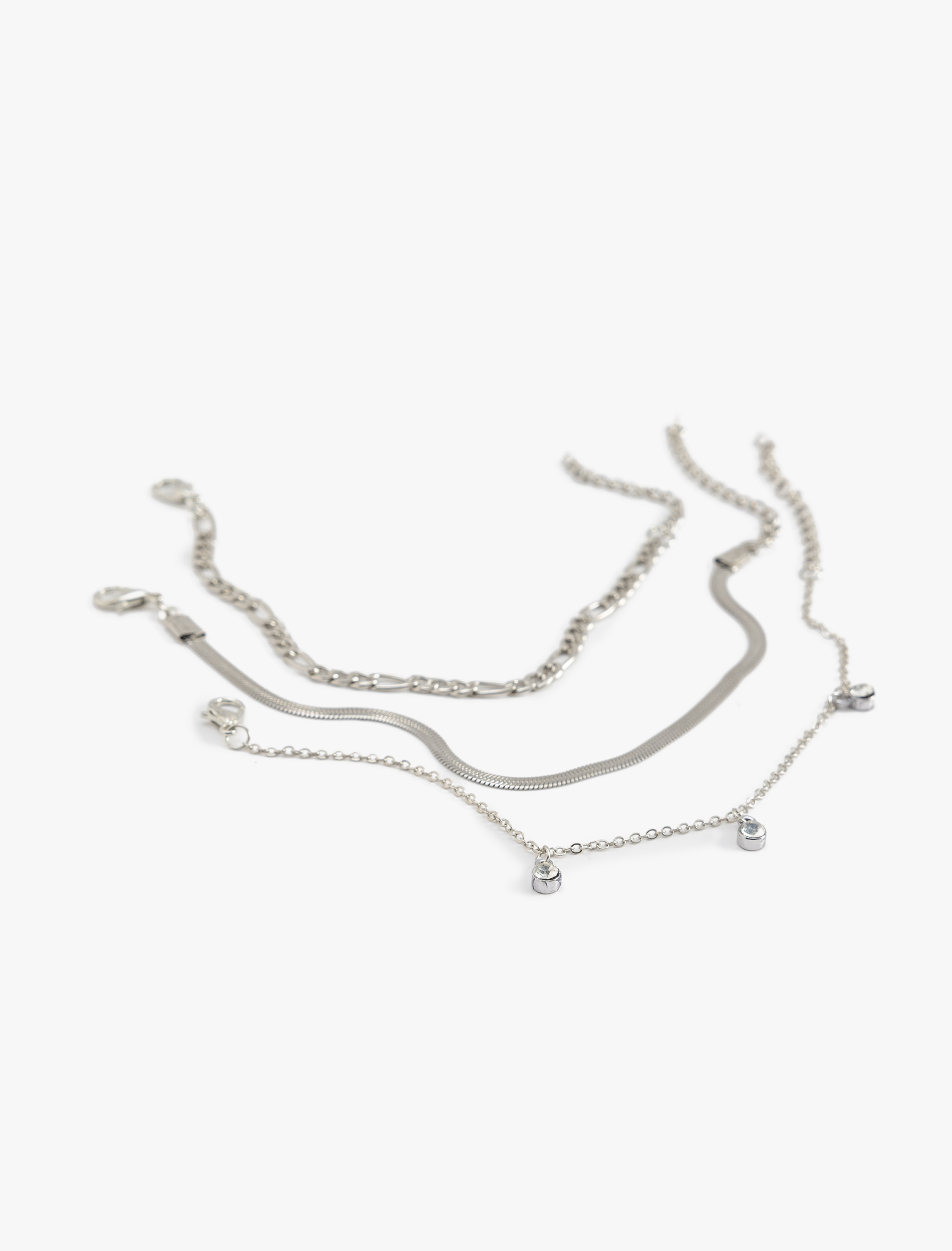  Kadın Zincir Detaylı 3'lü Bileklik Seti