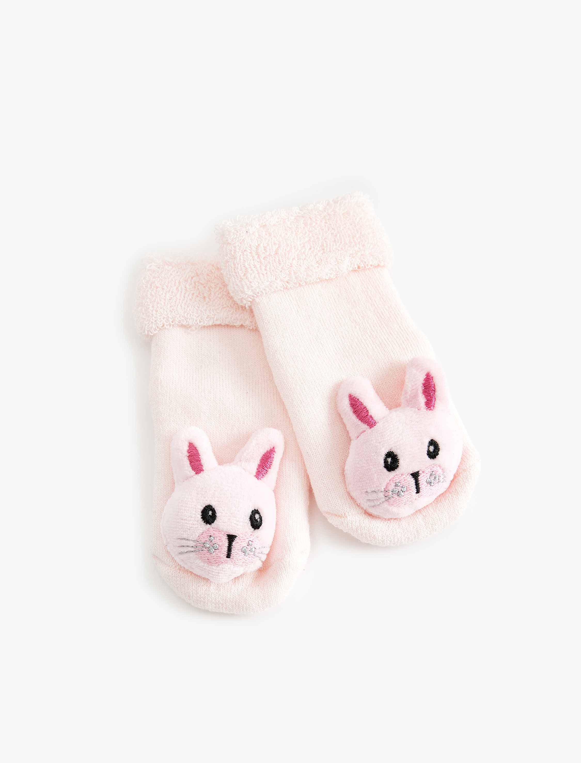  Kız Bebek Tavşan Aplikeli Pamuklu Soket Havlu Çorap