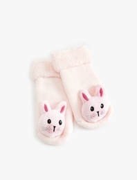 Tavşan Aplikeli Pamuklu Soket Havlu Çorap