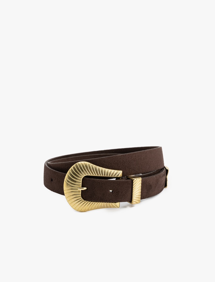 Kadın Metal Tokalı Suni Deri İnce Kemer