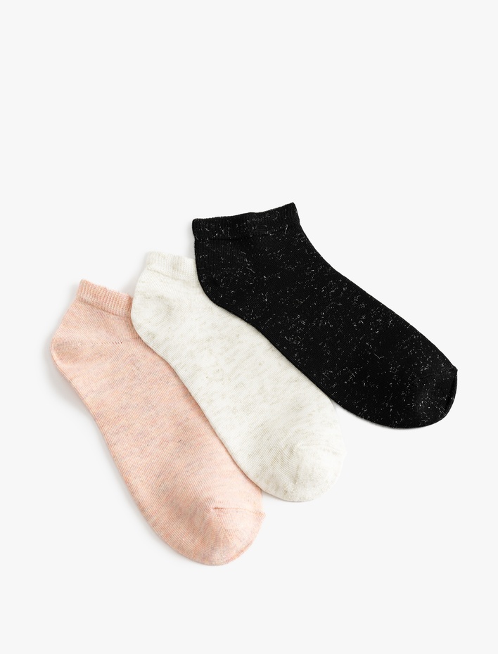Kadın Simli 3'lü Patik Çorap Seti