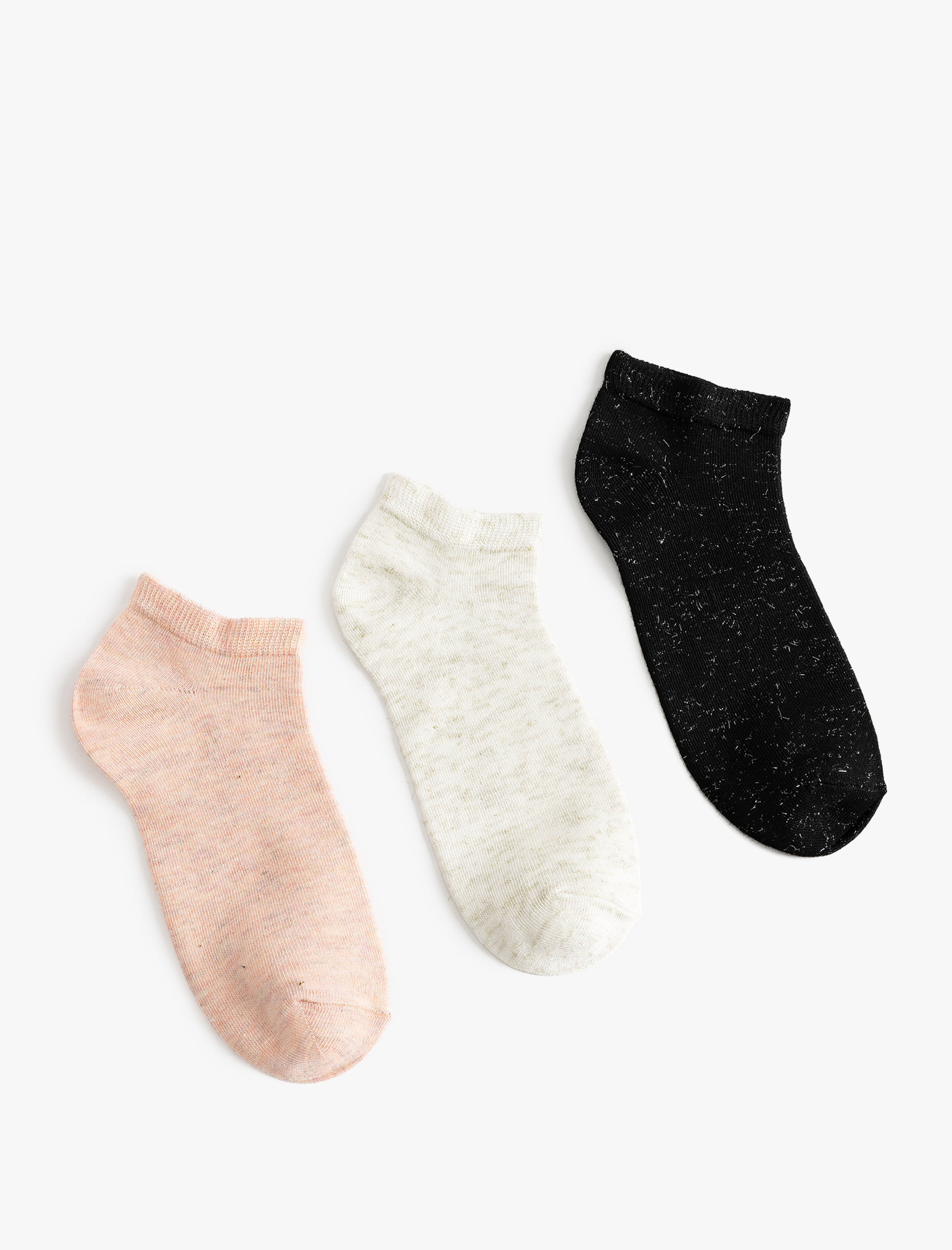  Kadın Simli 3'lü Patik Çorap Seti