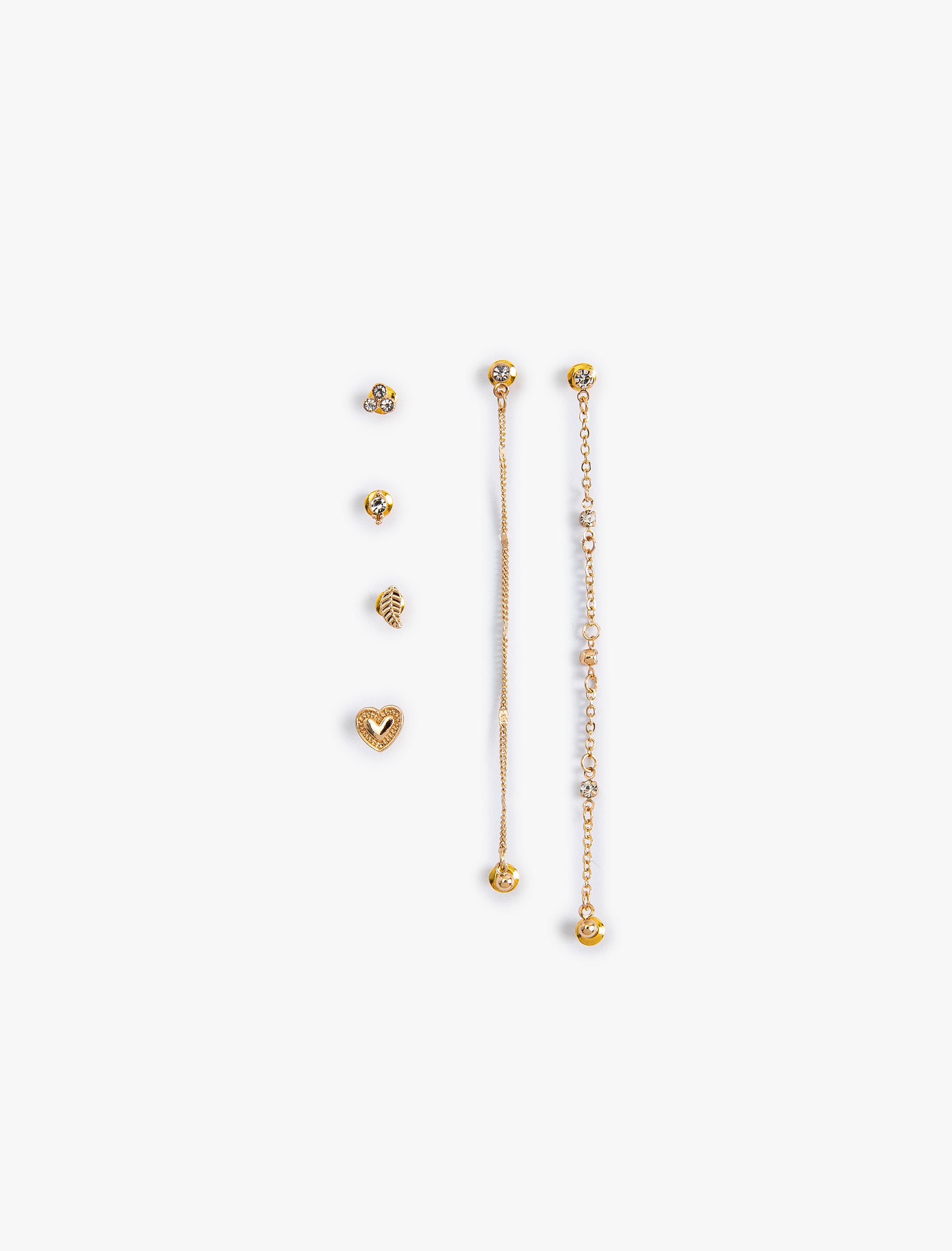  Kadın Taş Detaylı 6'lı Küpe Seti