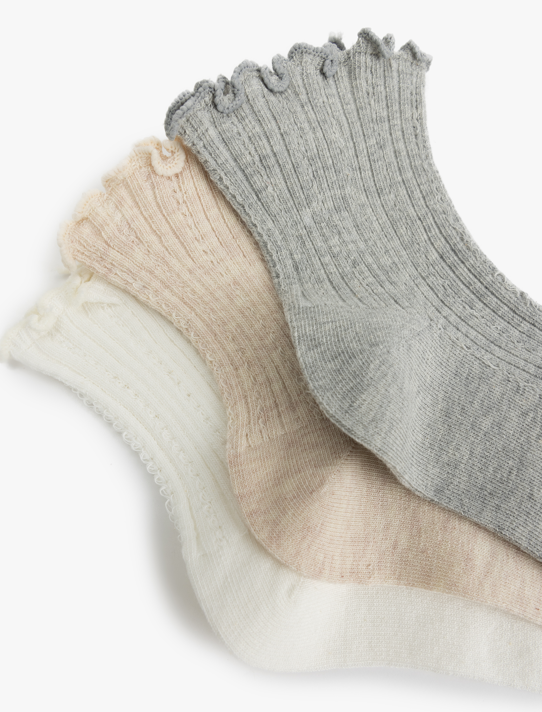  Kadın Pamuklu Fırfırlı 3'lü Kısa Çorap Seti