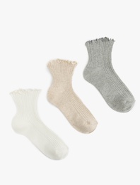 Pamuklu Fırfırlı 3'lü Kısa Çorap Seti