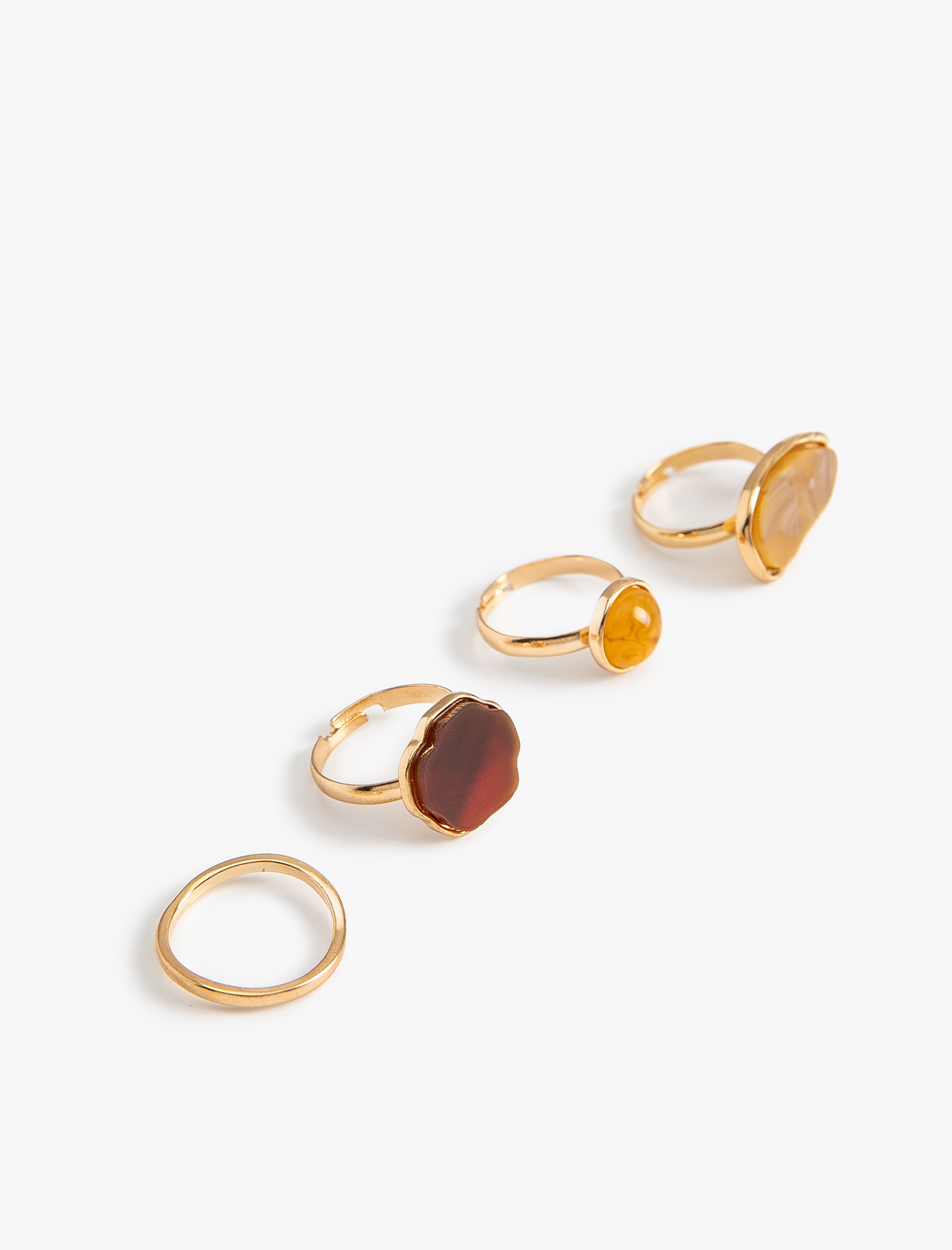  Kadın Taşlı Çok Renkli Çelik Karışımlı 4'lü Yüzük Seti