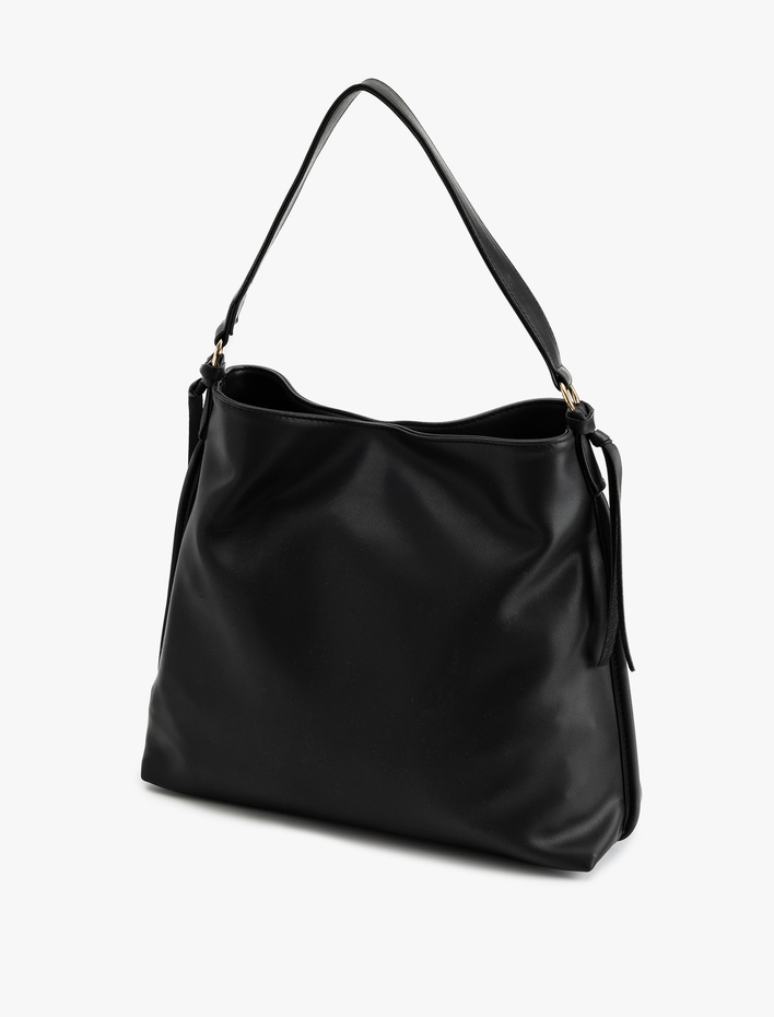 Kadın Metal Aksesuarlı Saplı Suni Deri Büyük Tote Çanta