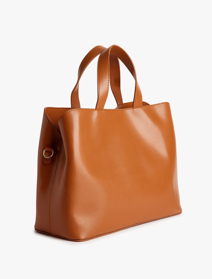 Kadın Suni Deri Bölmeli Saplı Askılı Tote Çanta