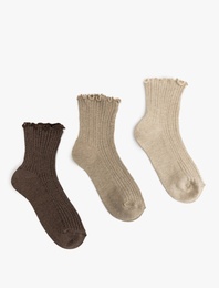 Pamuklu Fırfırlı 3'lü Kısa Çorap Seti