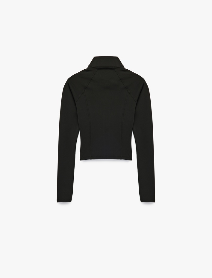  Fermuarlı Uzun Kollu Dik Yaka Slim Fit Spor Sweatshirt