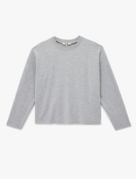 Uzun Kollu Bisiklet Yaka Basic Sweatshirt