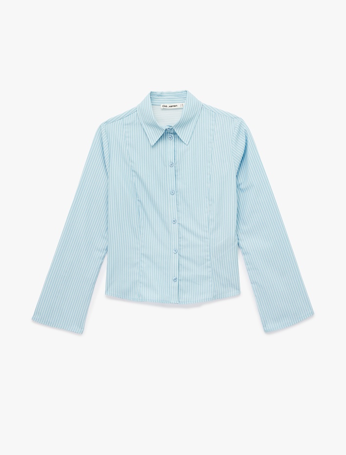  Uzun Kollu Klasik Yaka Düğmeli Pamuklu Slim Fit Gömlek