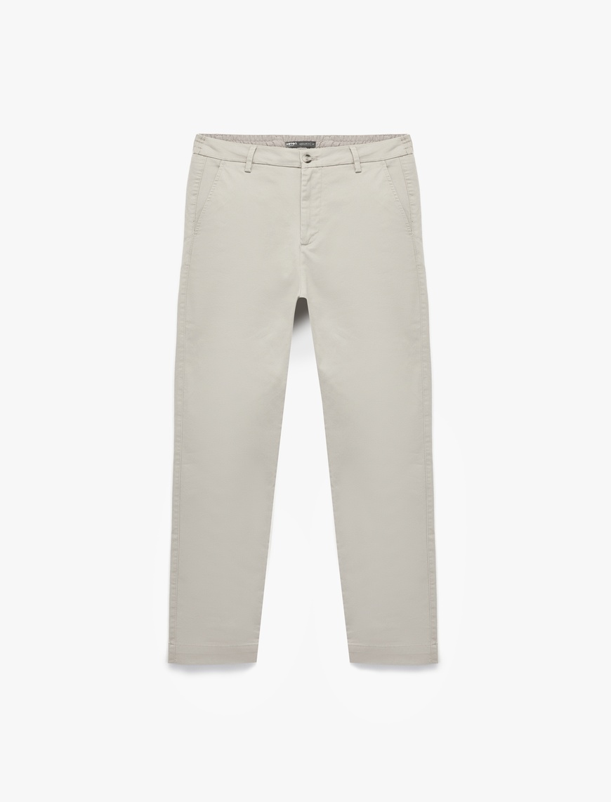  Pamuklu Gabardin Cep Detaylı Chino Pantolon