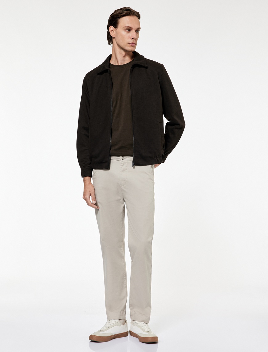   Pamuklu Gabardin Cep Detaylı Chino Pantolon