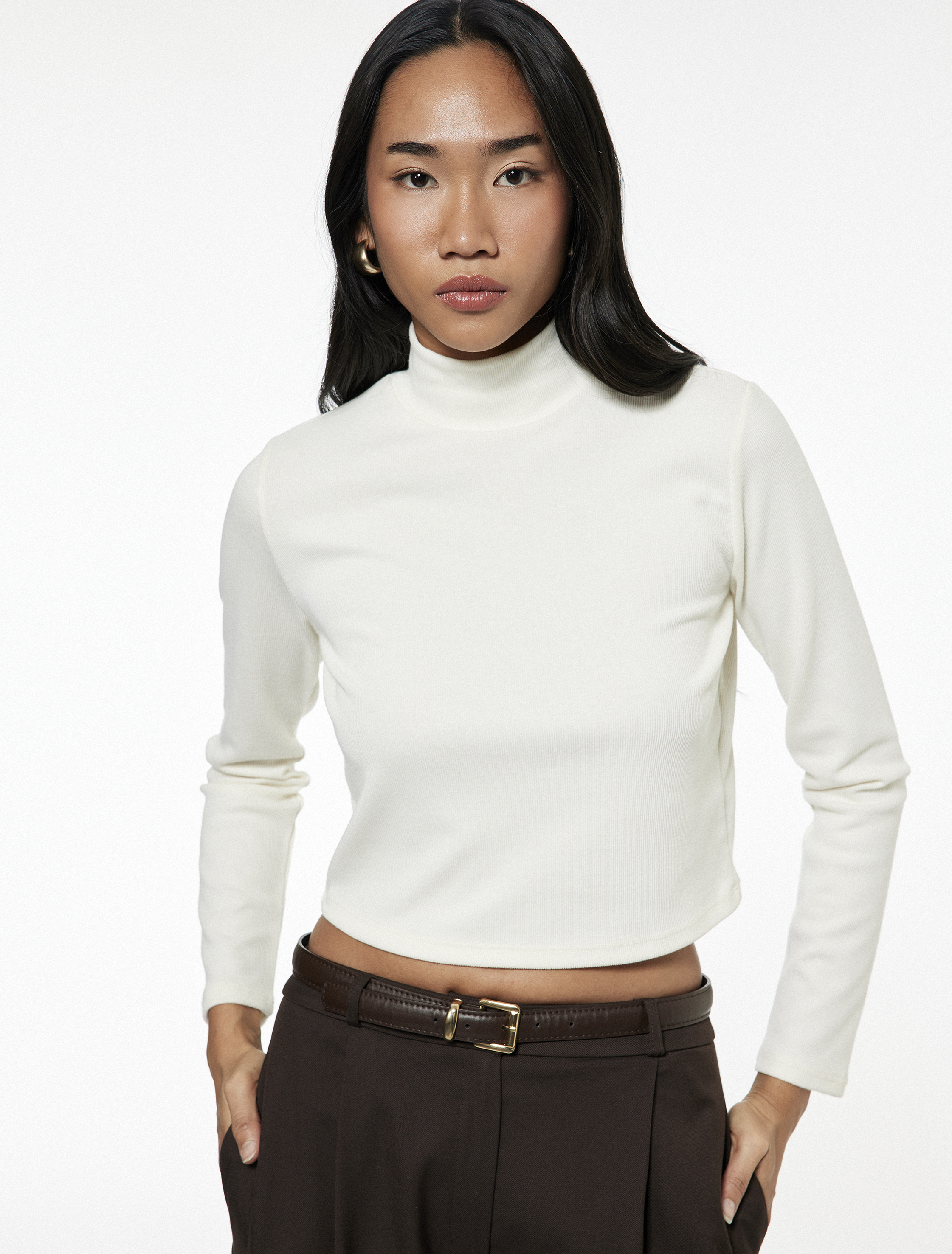   Regular Fit Kaşkorse Dik Yaka Uzun Kollu Body