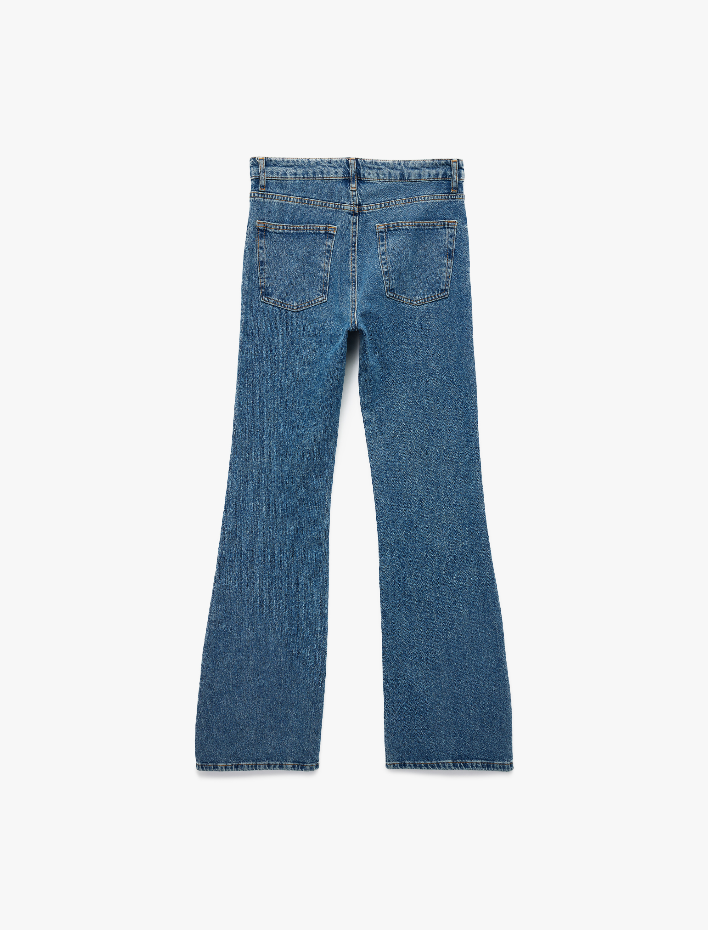   Yüksek Bel Düğmeli Cepli Dar Kalıp İspanyol Paça Jean Pantolon - Flare Jeans