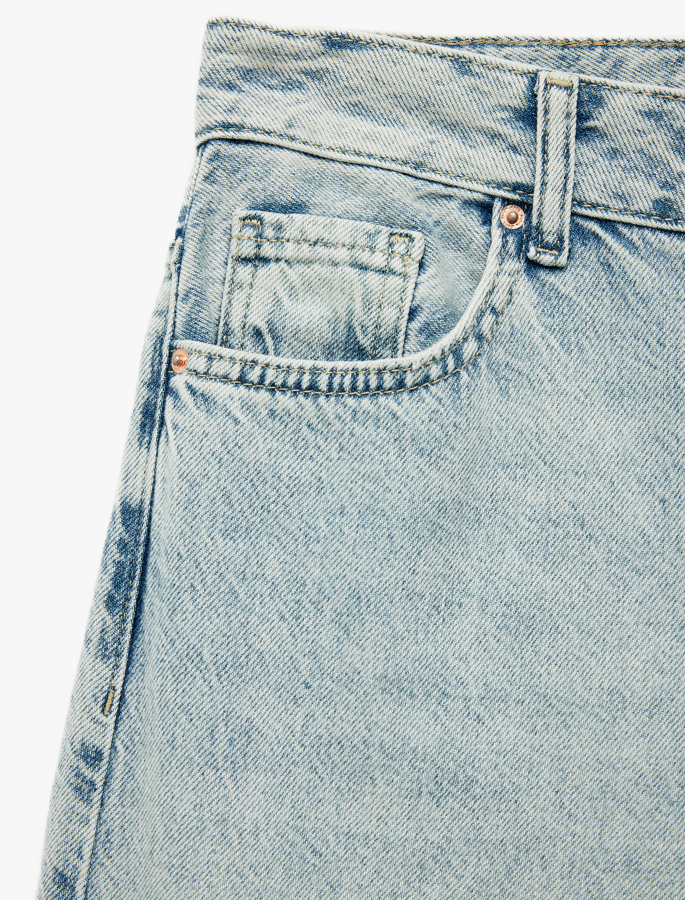   Düğmeli Cepli Rahat Kalıp Pamuklu Bol Paça Jean Pantolon - Loose Straight Fit Jean