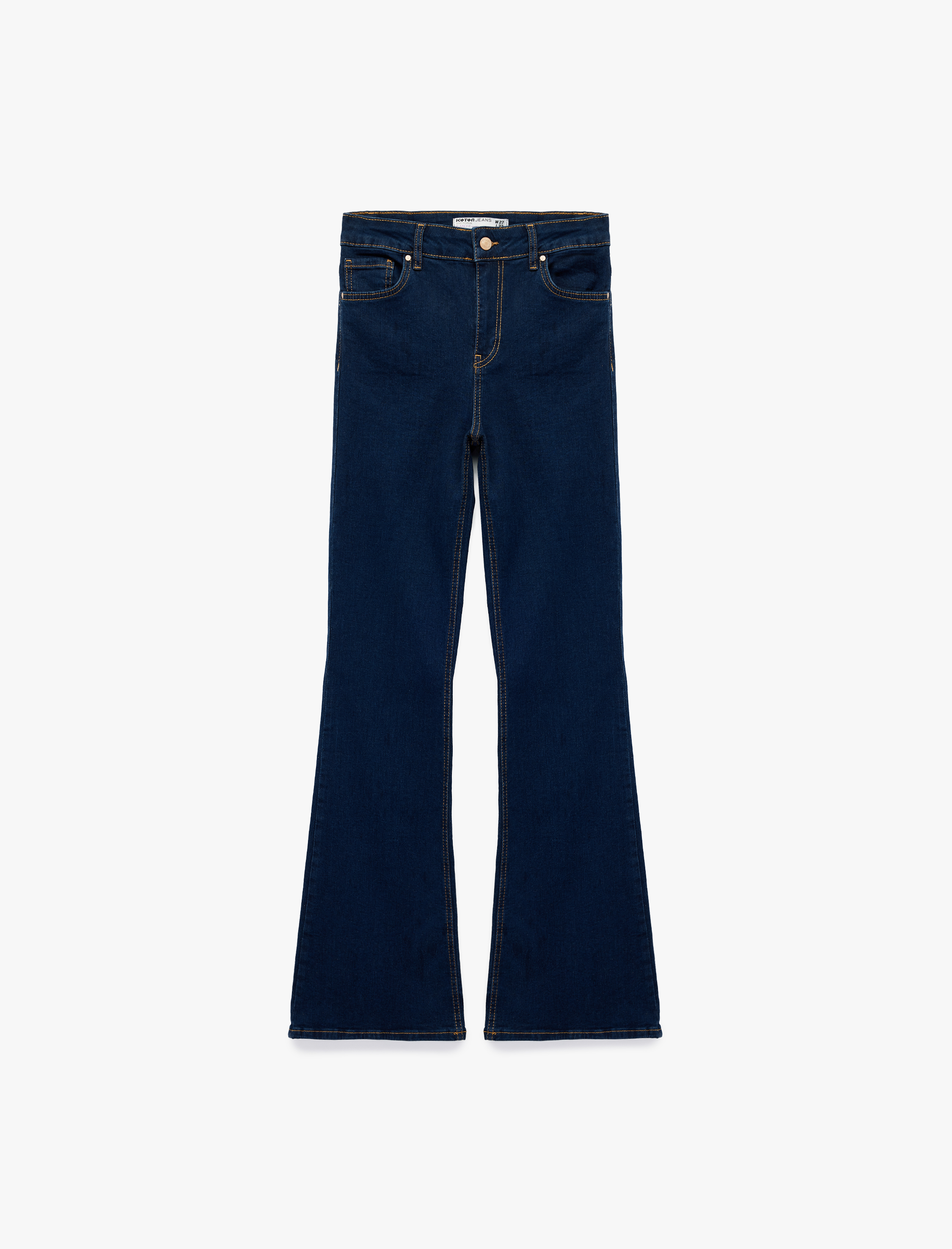 Dar Kalıp Pamuklu Yüksek Bel İspanyol Paça Jean Pantolon - Flare Jeans