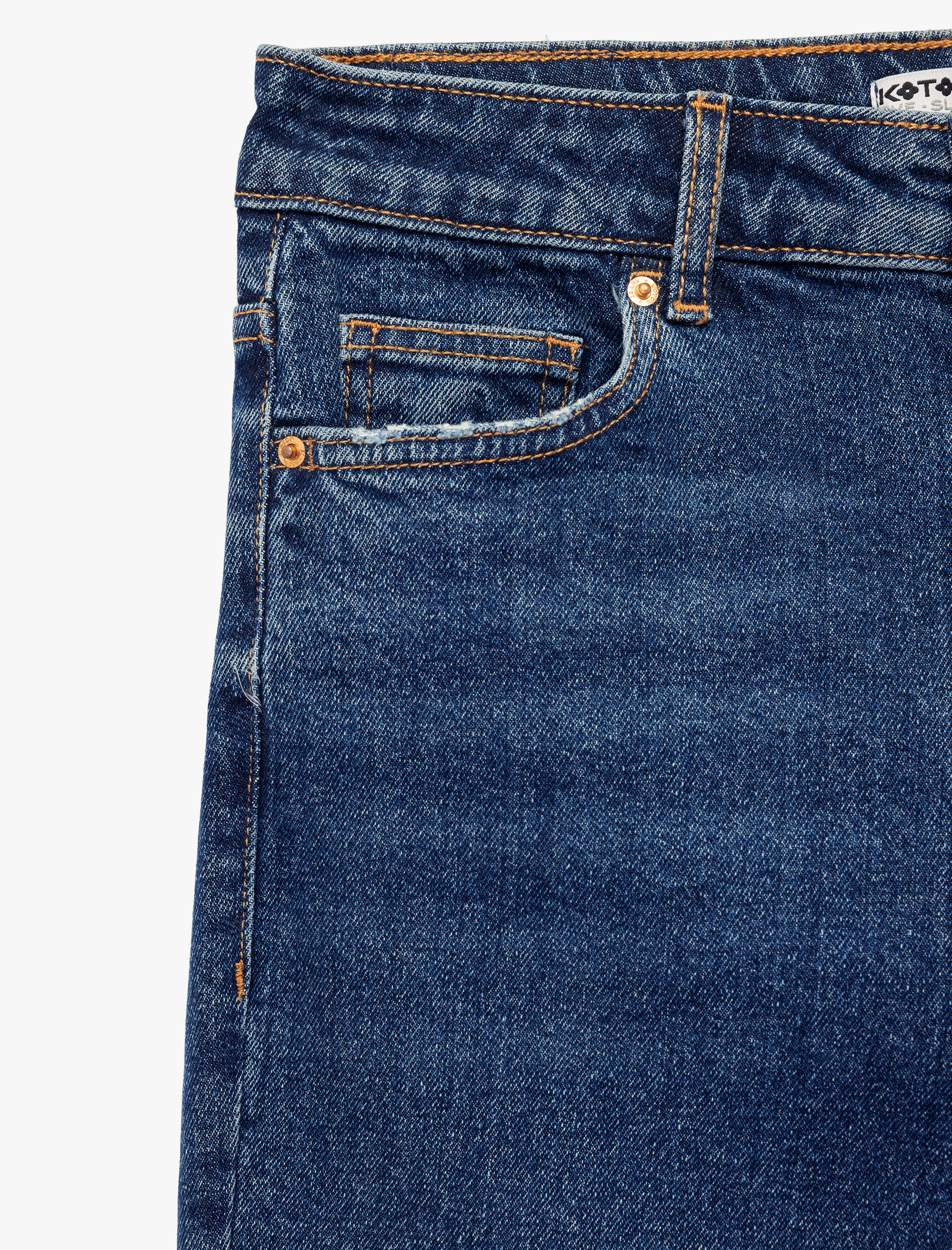  Yüksek Bel Düz Paça Cepli Pamuklu Jean Pantolon - Slim Straight Fit Jean