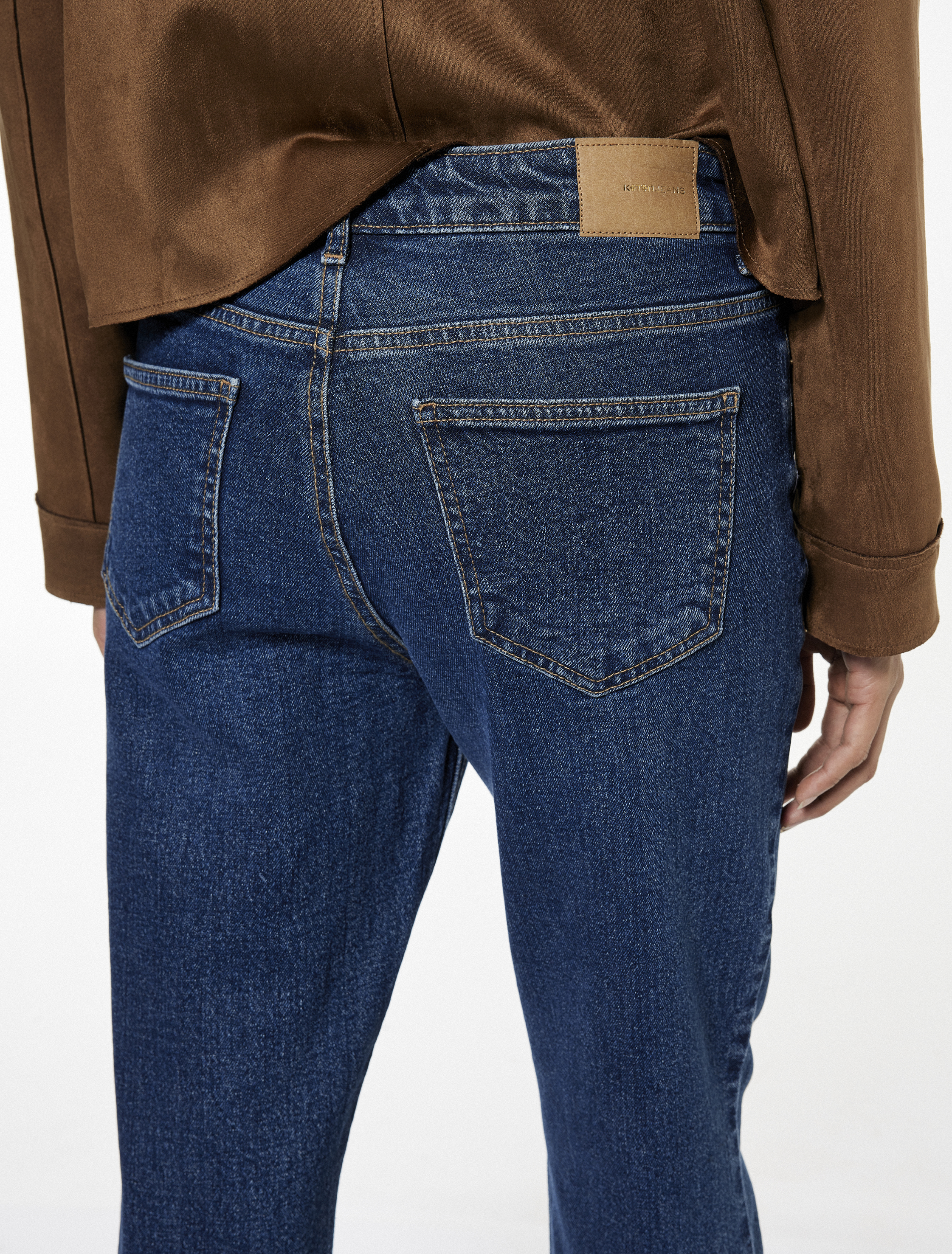   Yüksek Bel Düz Paça Cepli Pamuklu Jean Pantolon - Slim Straight Fit Jean