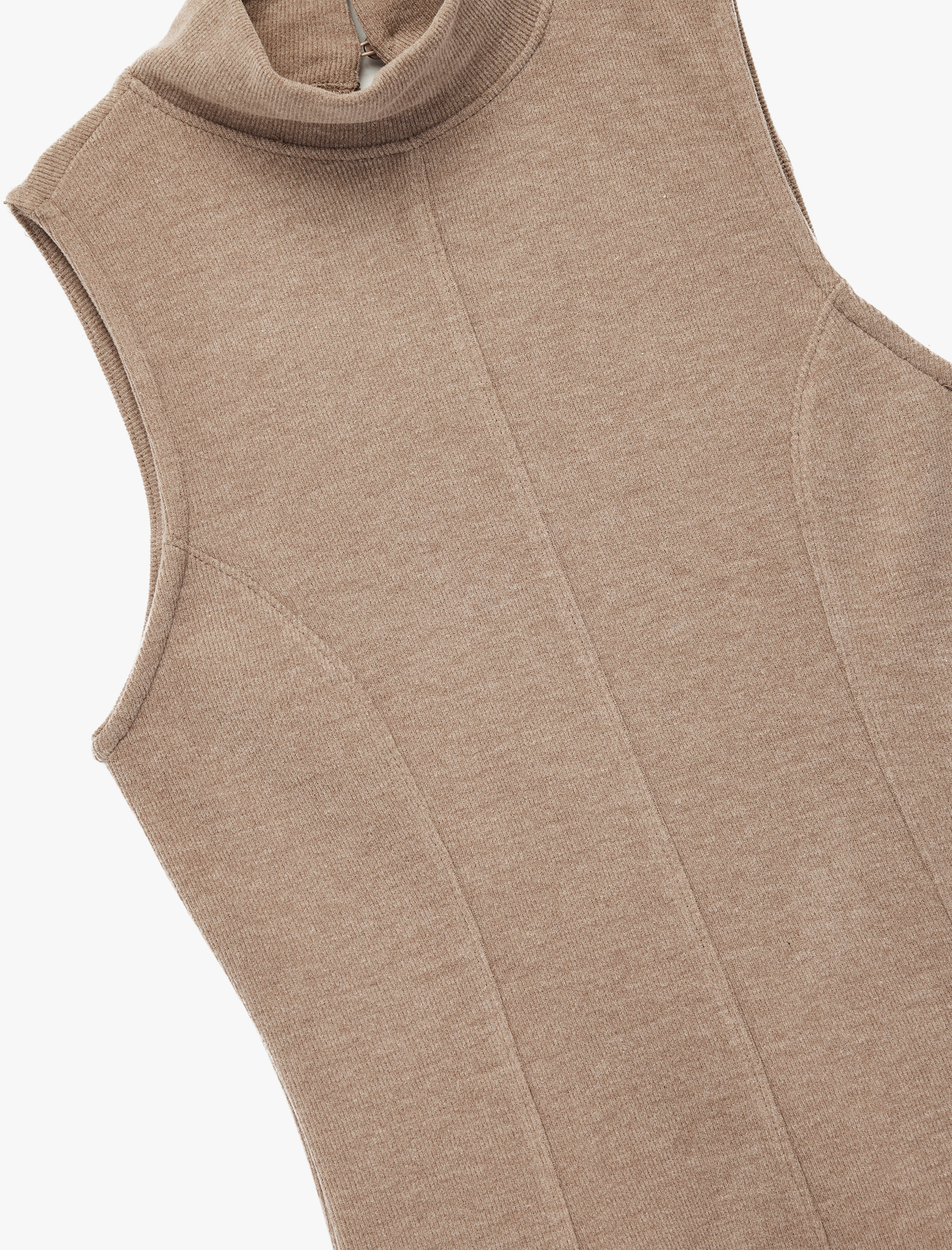   Slim Fit Dik Yaka Kolsuz Mini Triko Elbise