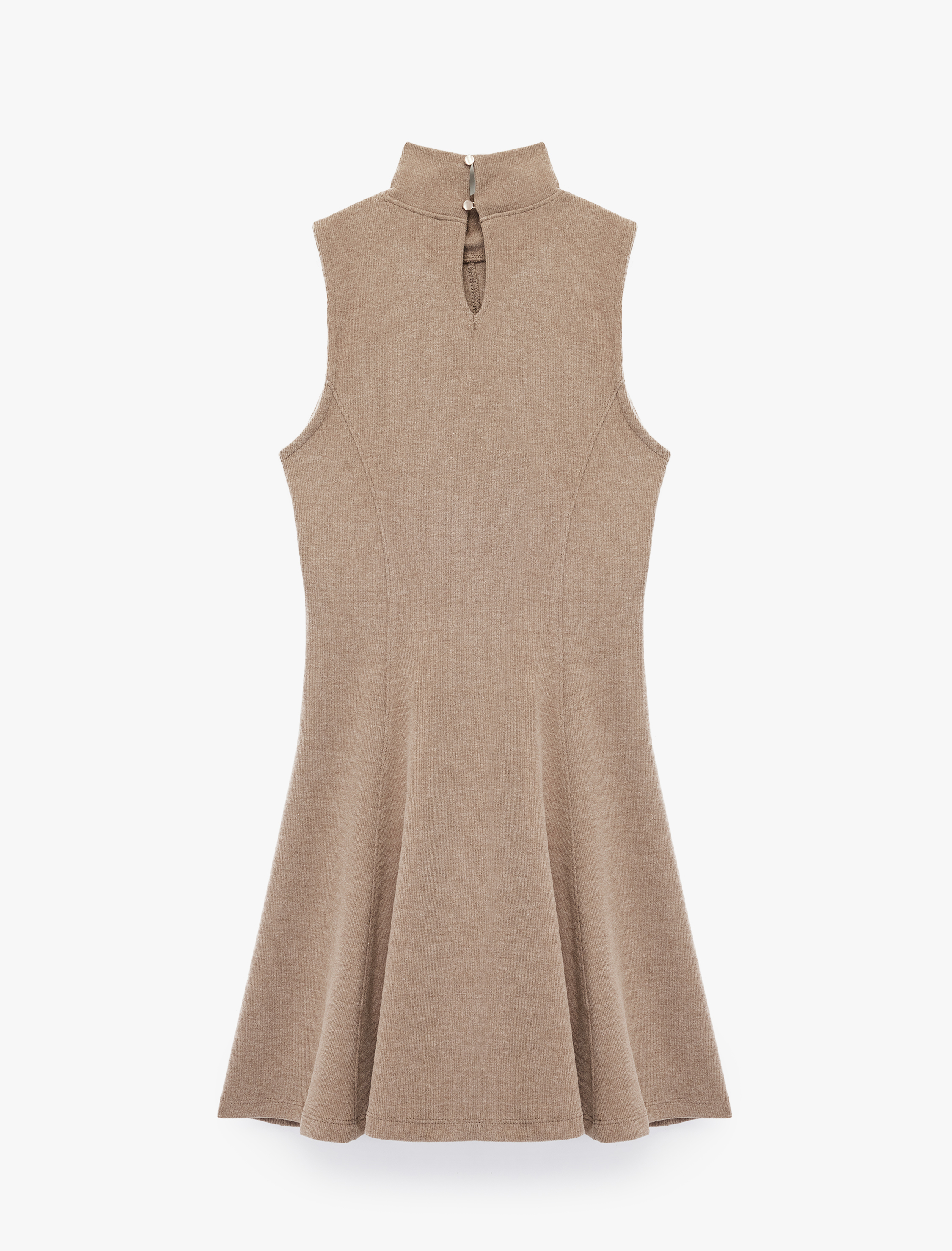   Slim Fit Dik Yaka Kolsuz Mini Triko Elbise