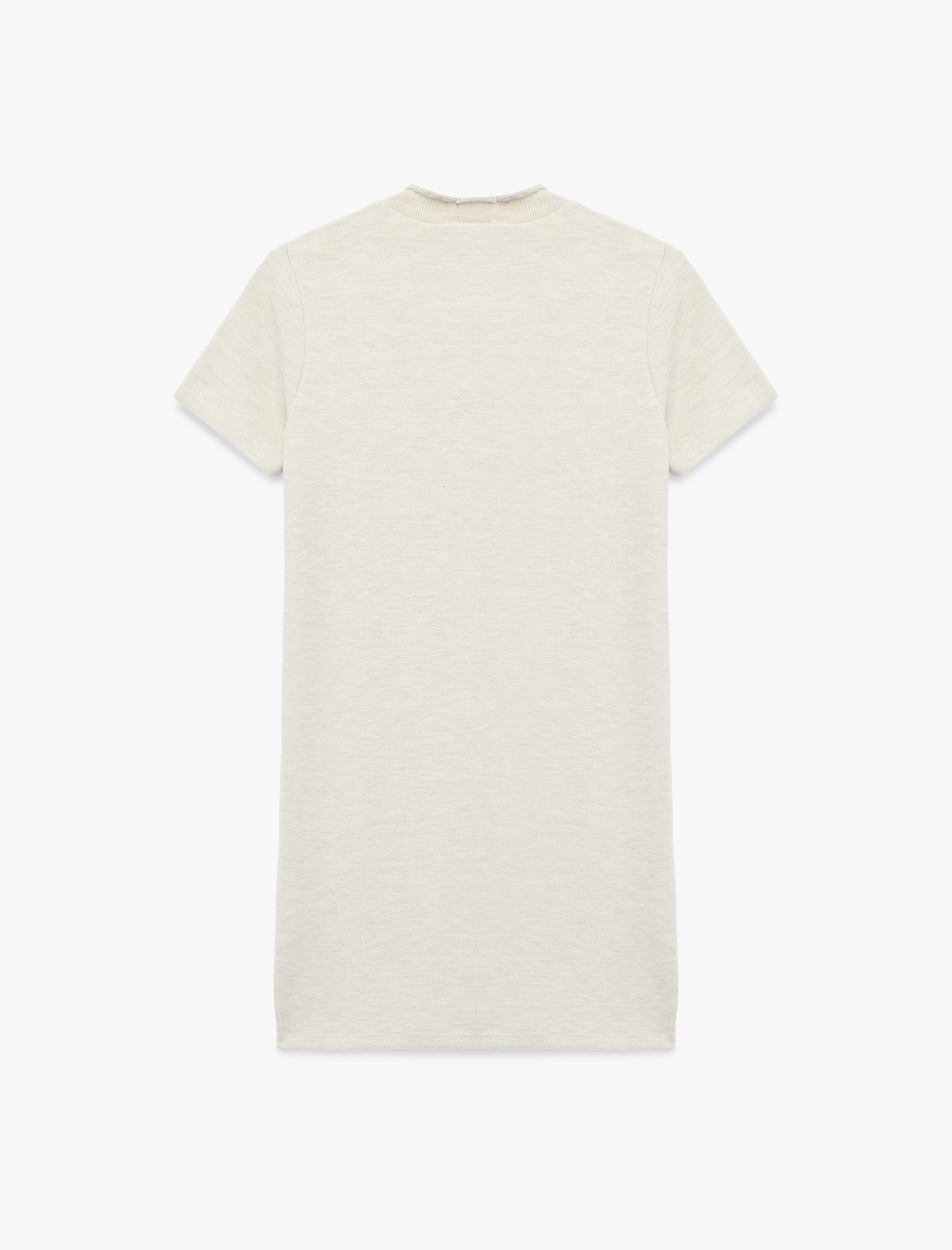   Slim Fit Kısa Kollu Dik Yaka Mini Triko Elbise