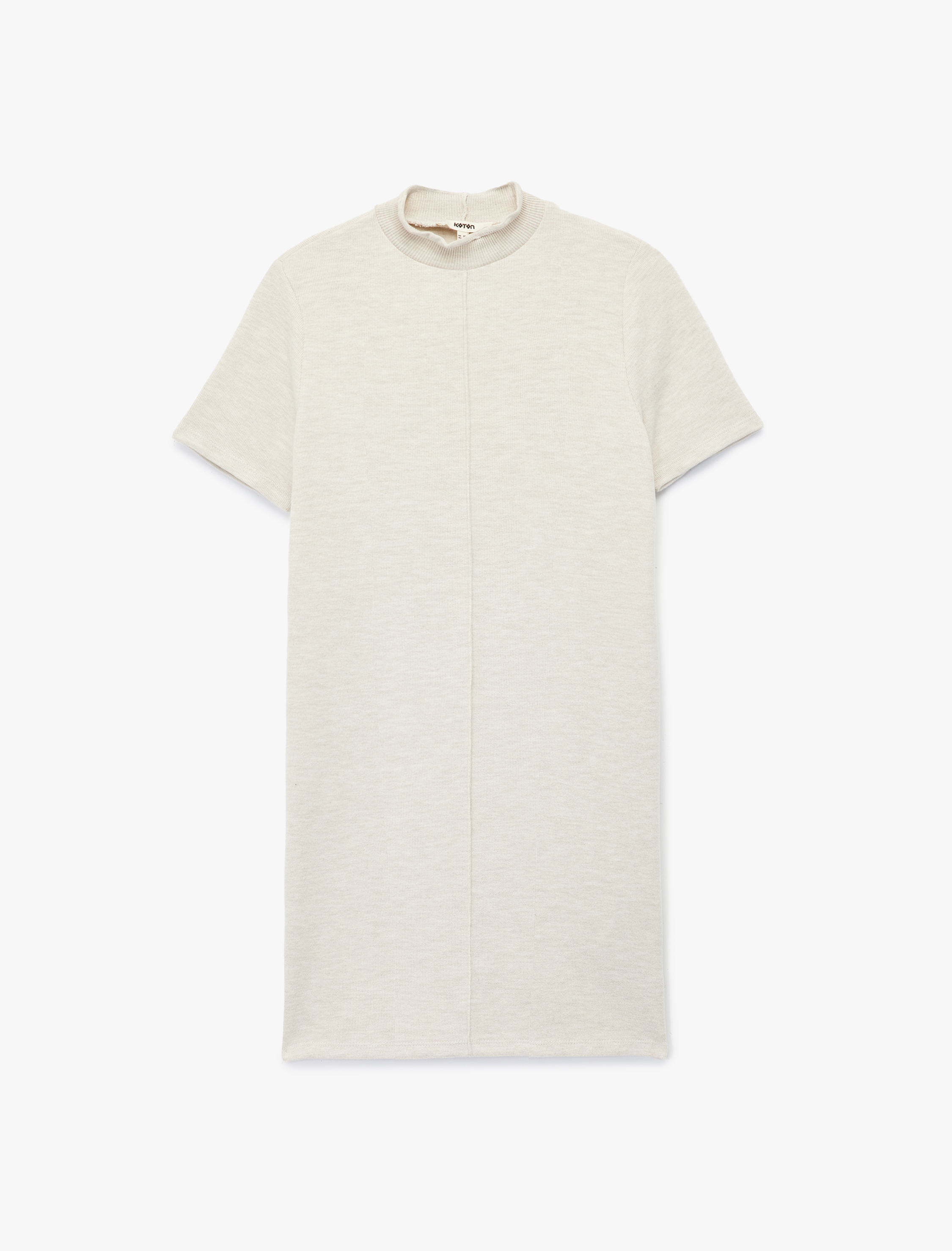   Slim Fit Kısa Kollu Dik Yaka Mini Triko Elbise