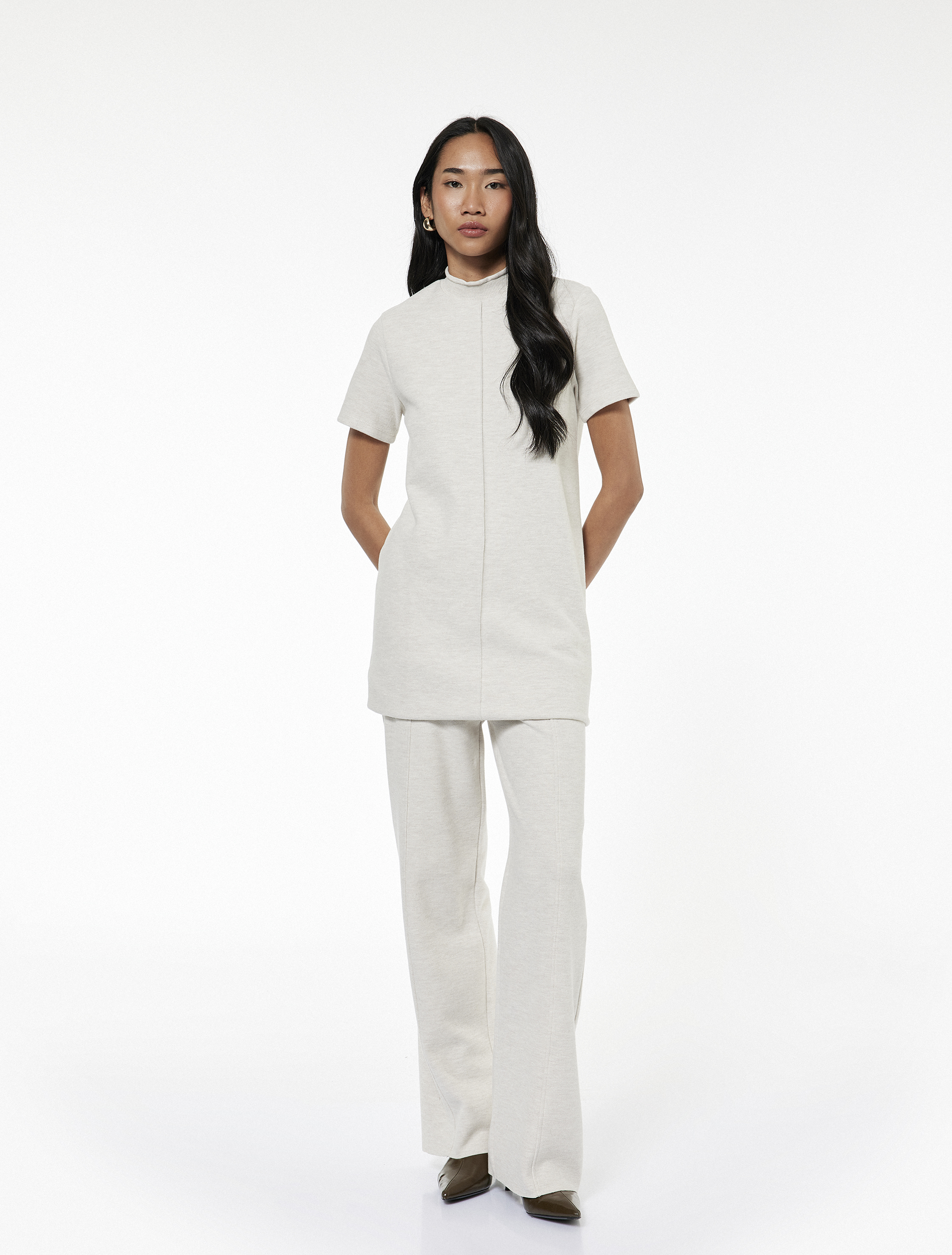   Normal Bel Nervürlü Bol Paça Pantolon