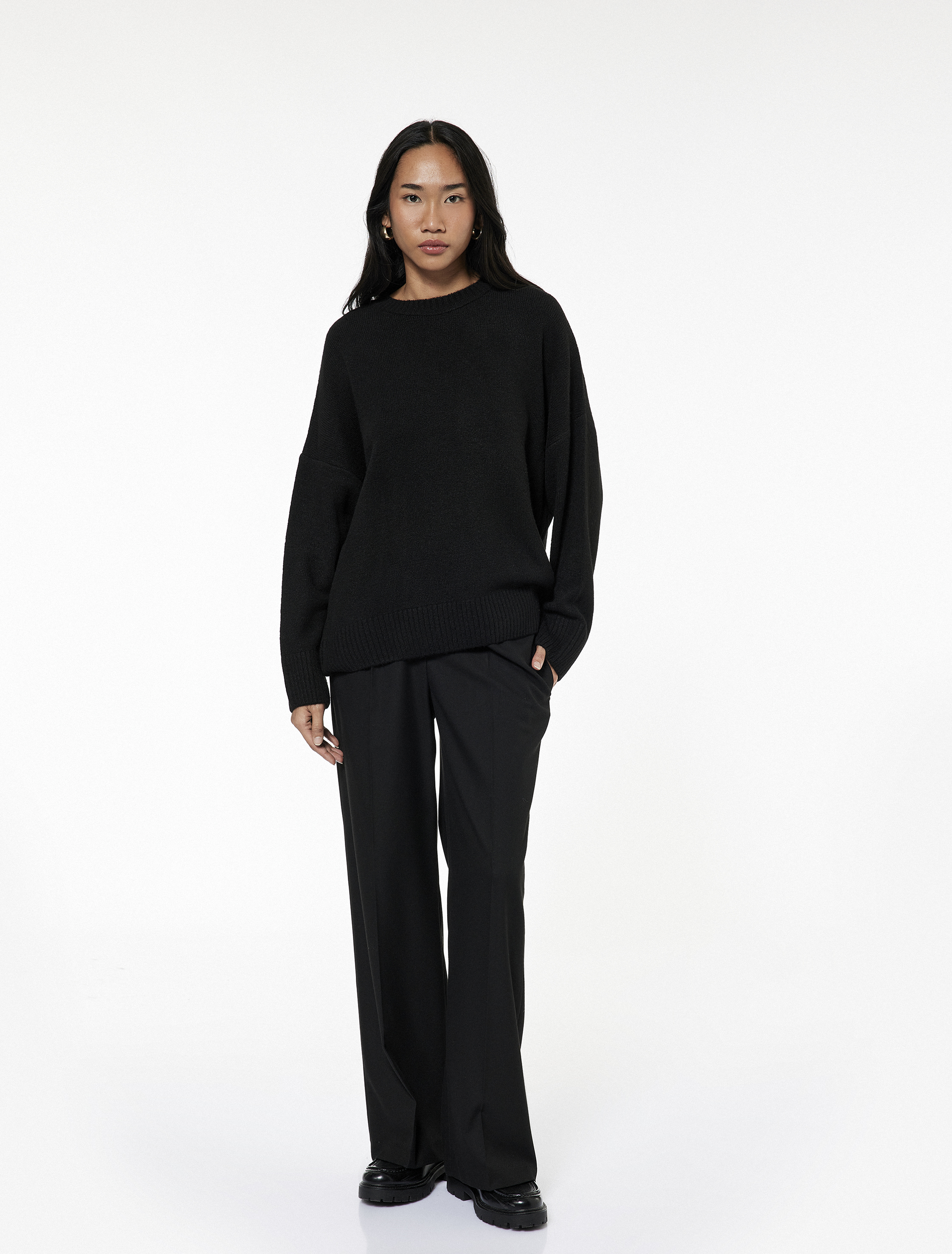   Uzun Kollu Bisiklet Yaka Triko Oversize Kazak