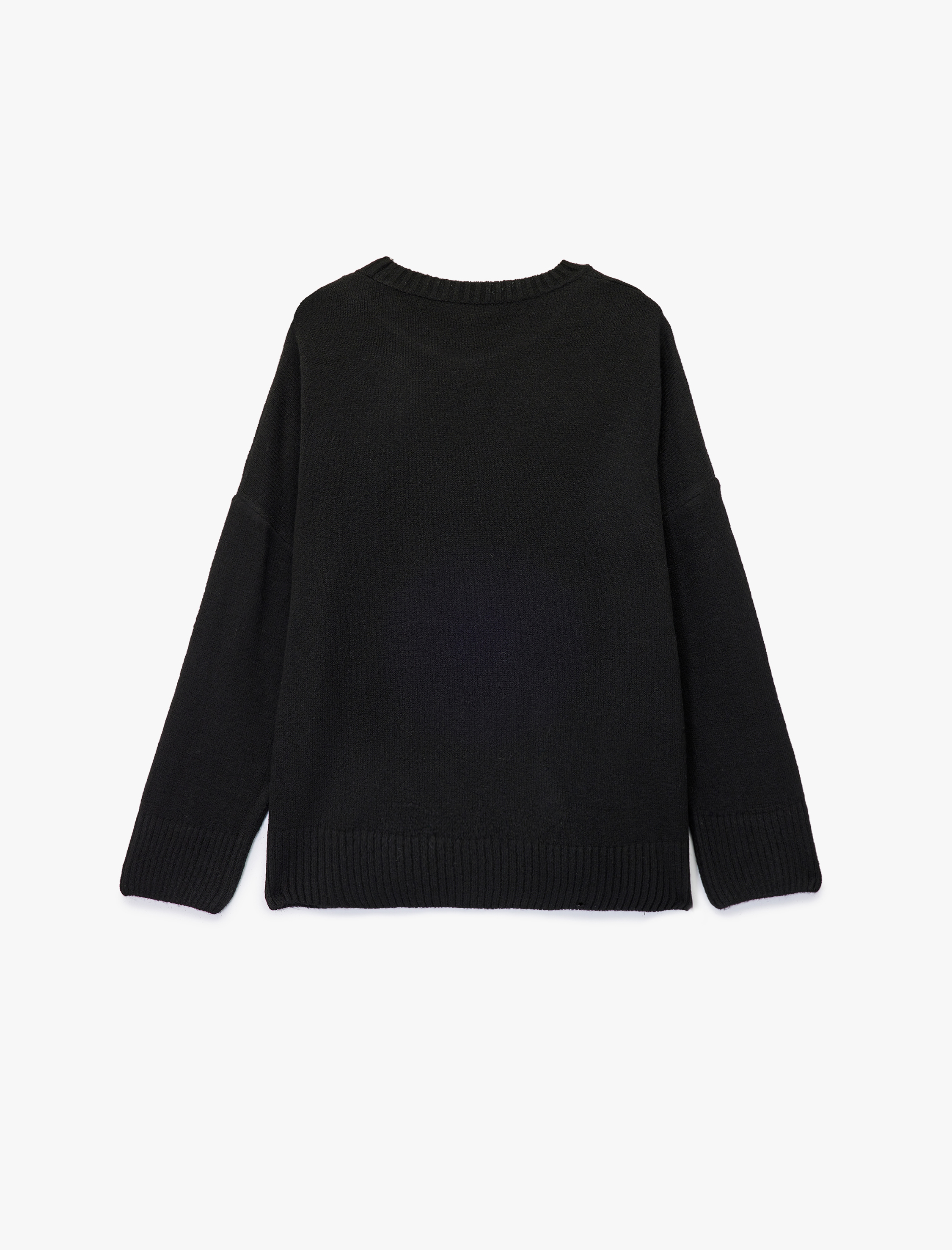   Uzun Kollu Bisiklet Yaka Triko Oversize Kazak