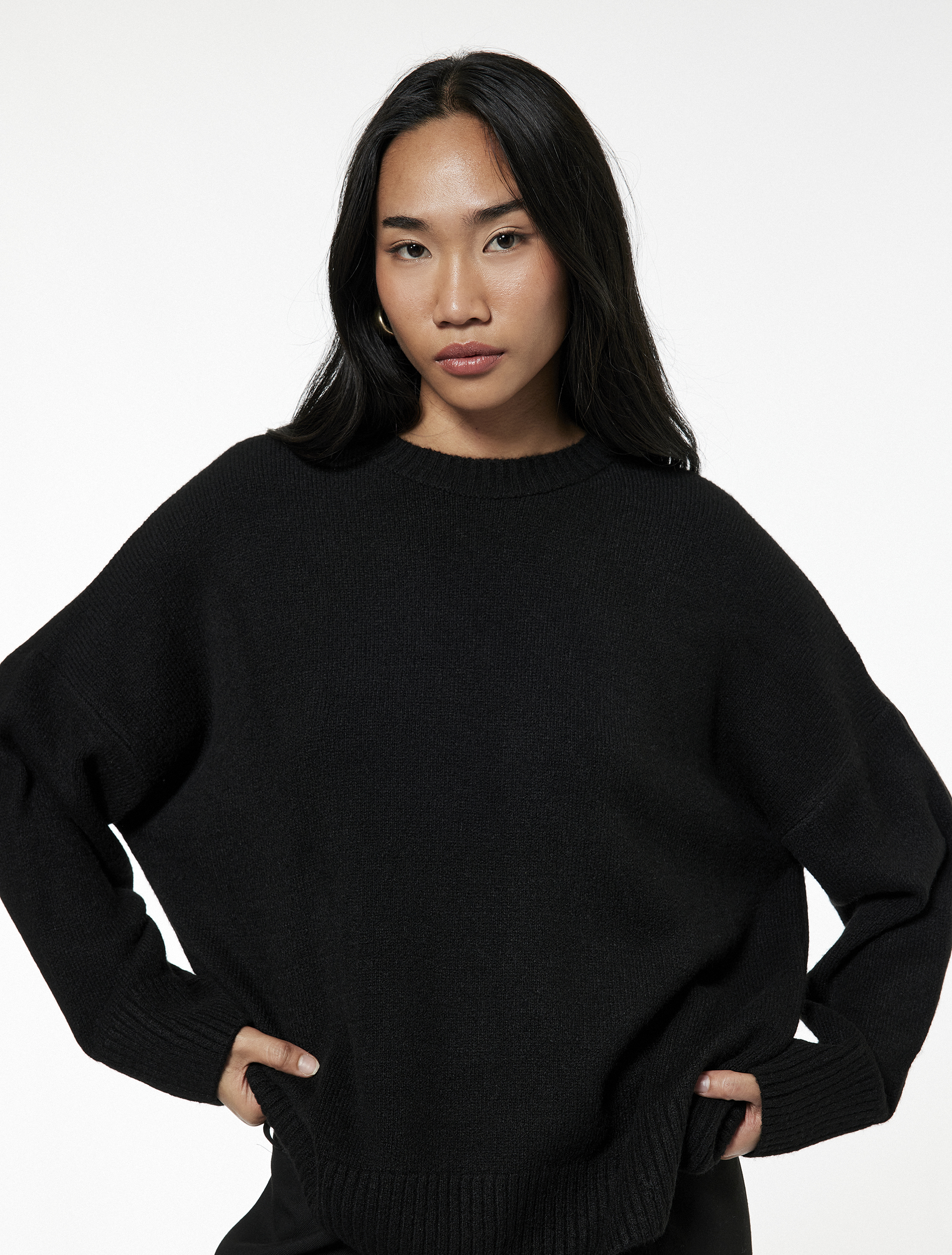   Uzun Kollu Bisiklet Yaka Triko Oversize Kazak