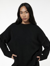 Uzun Kollu Bisiklet Yaka Triko Oversize Kazak