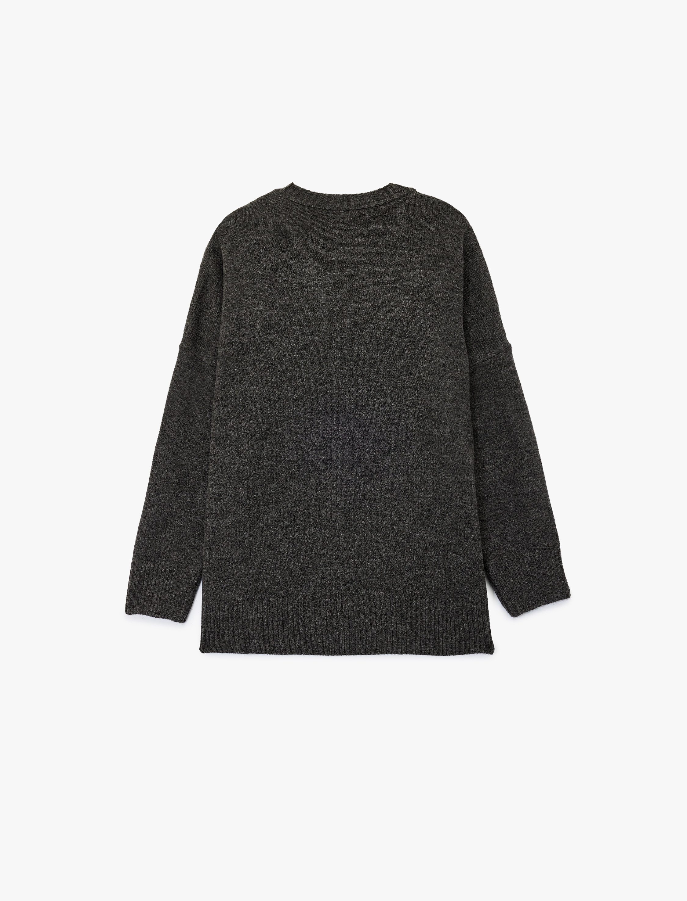   Uzun Kollu Bisiklet Yaka Triko Oversize Kazak