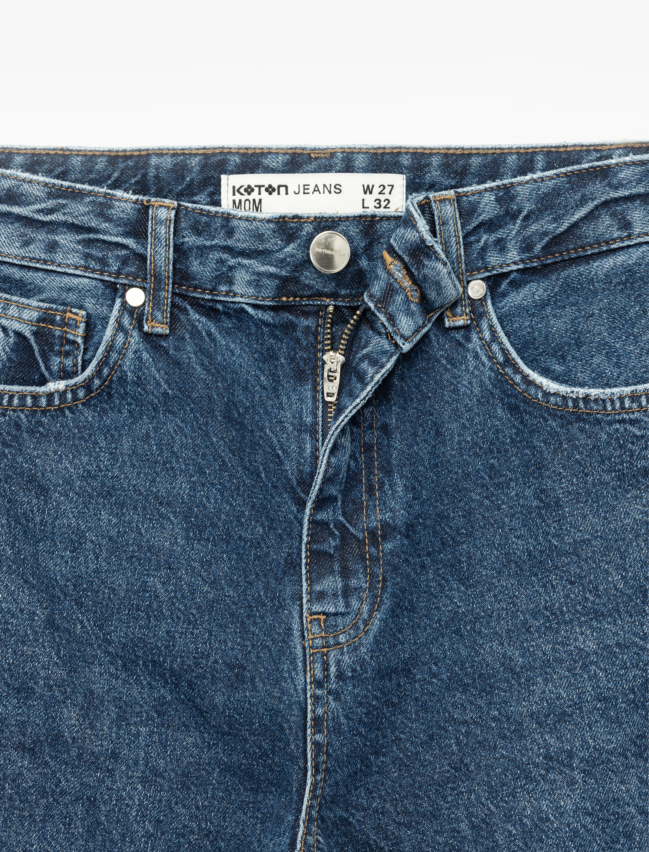   Pamuklu Yüksek Bel Regular Fit Mom Jean Pantolon - Mom Jeans