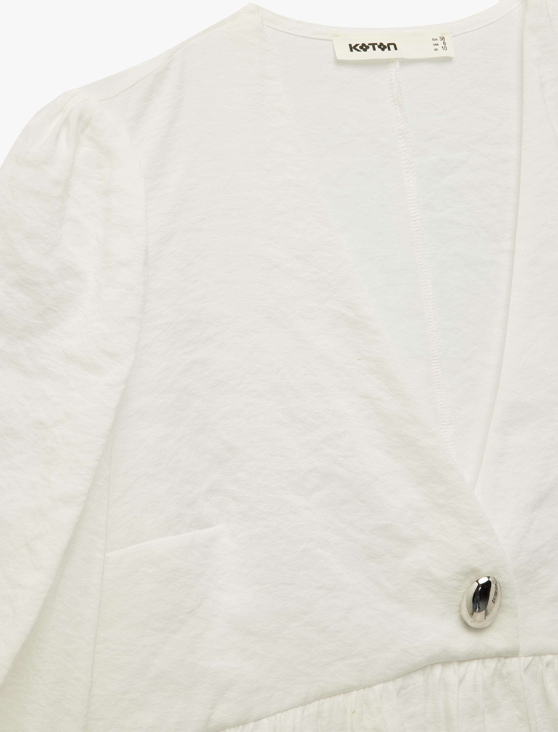   Modal Kumaş V Yaka 3/4 Kol Peplum Kesim Kruvaze Bluz