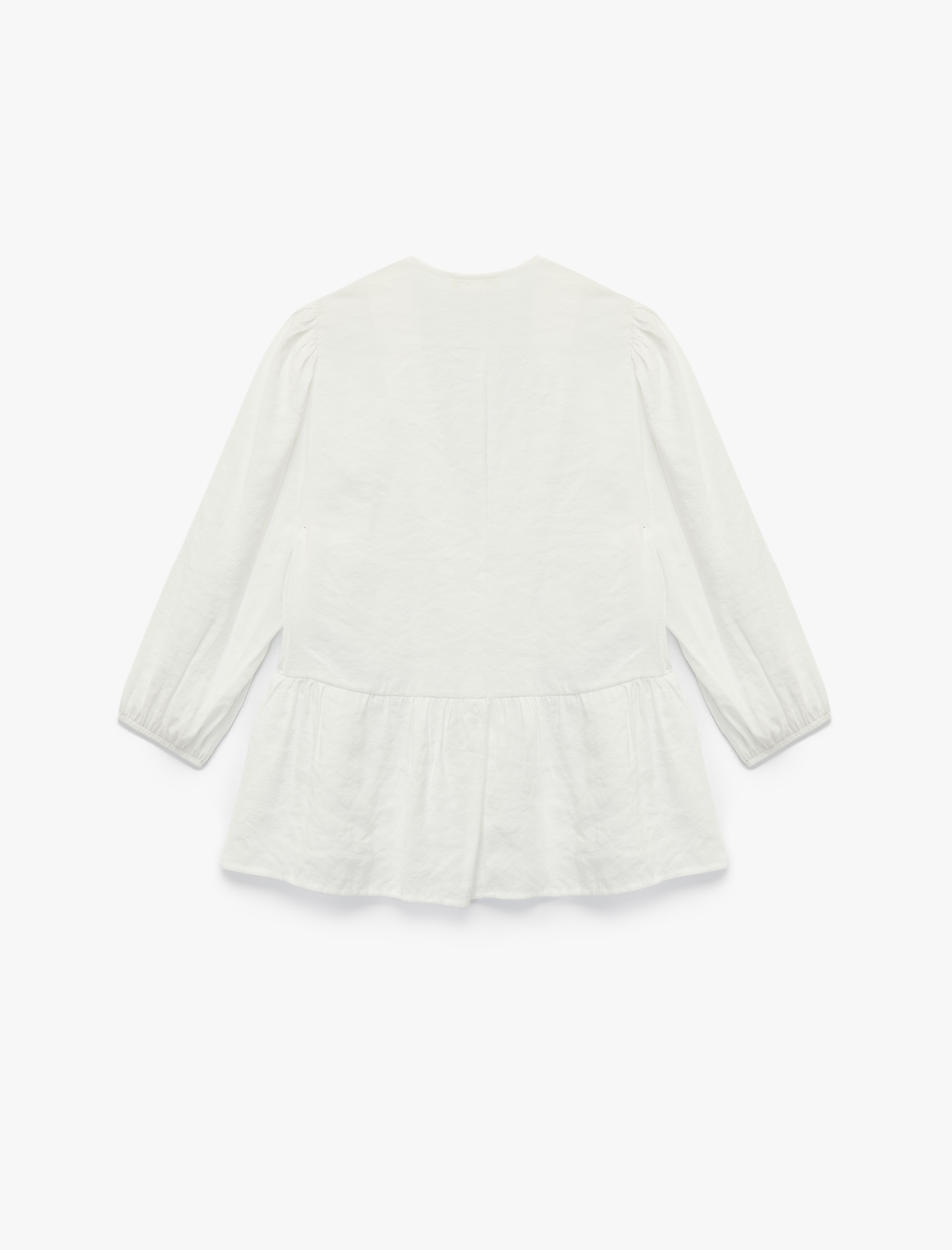   Modal Kumaş V Yaka 3/4 Kol Peplum Kesim Kruvaze Bluz