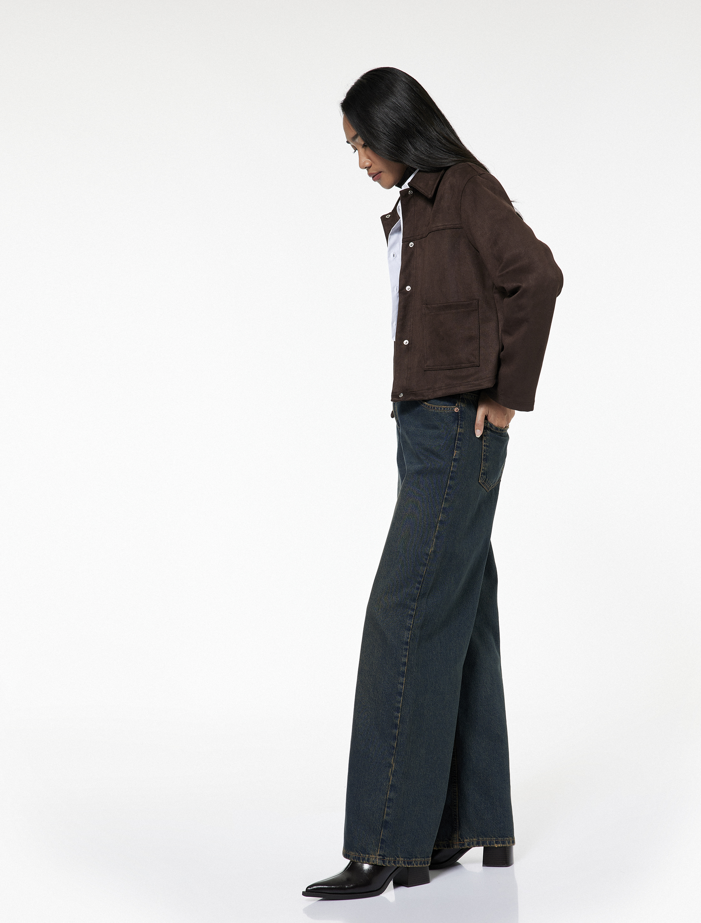   Düşük Bel Düz Paça Pamuklu Straight Yıkamalı Bol Jean Pantolon - Loose Straight Fit Jean