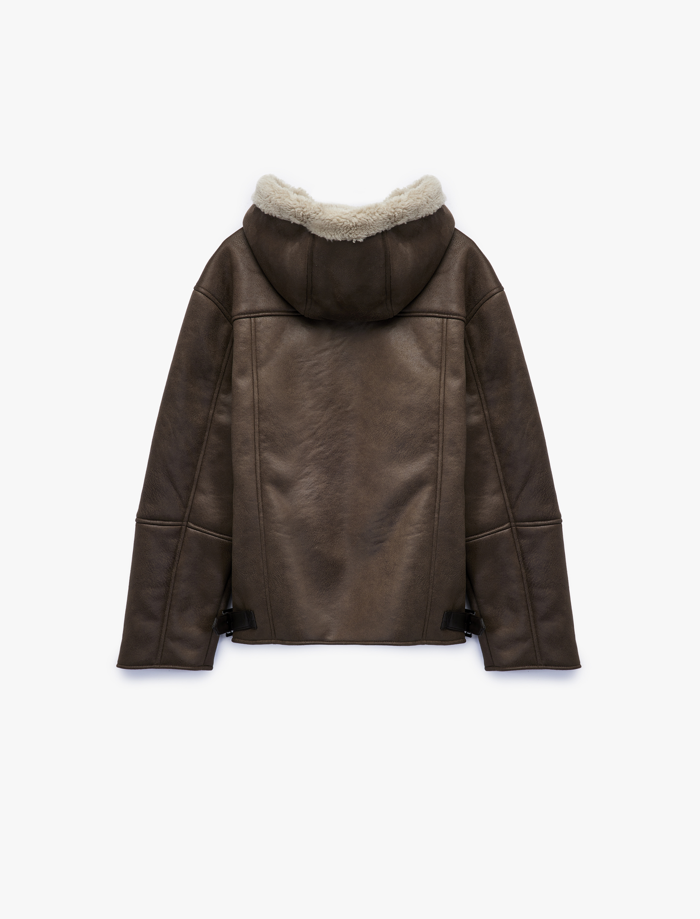   Fermuarlı Uzun Kollu Cepli İçi Suni Kürklü Kapüşonlu Suni Süet Mont