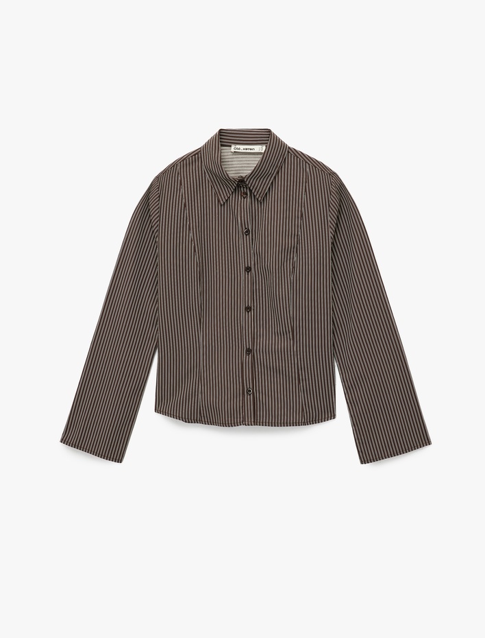  Uzun Kollu Klasik Yaka Düğmeli Pamuklu Slim Fit Gömlek