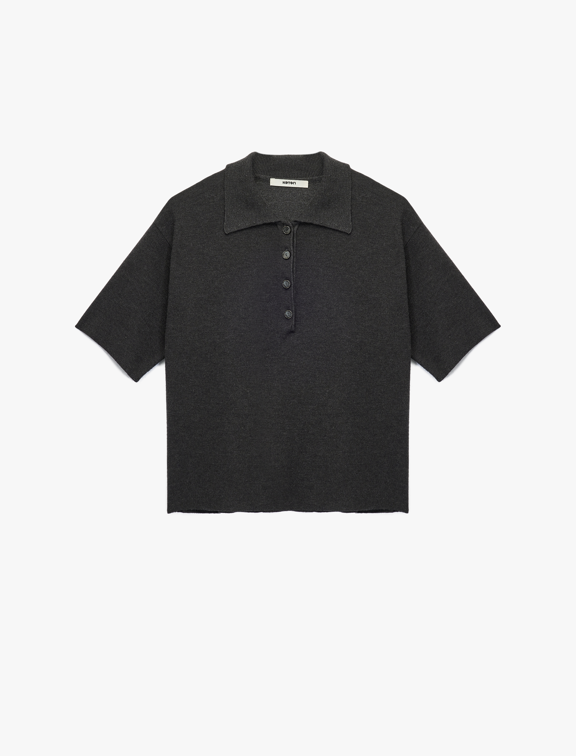   Düğmeli Kısa Kollu Polo Yaka Triko Kazak