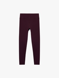 Yüksek Bel Skinny Fit İnterlok Dikiş Detaylı Spor Tayt
