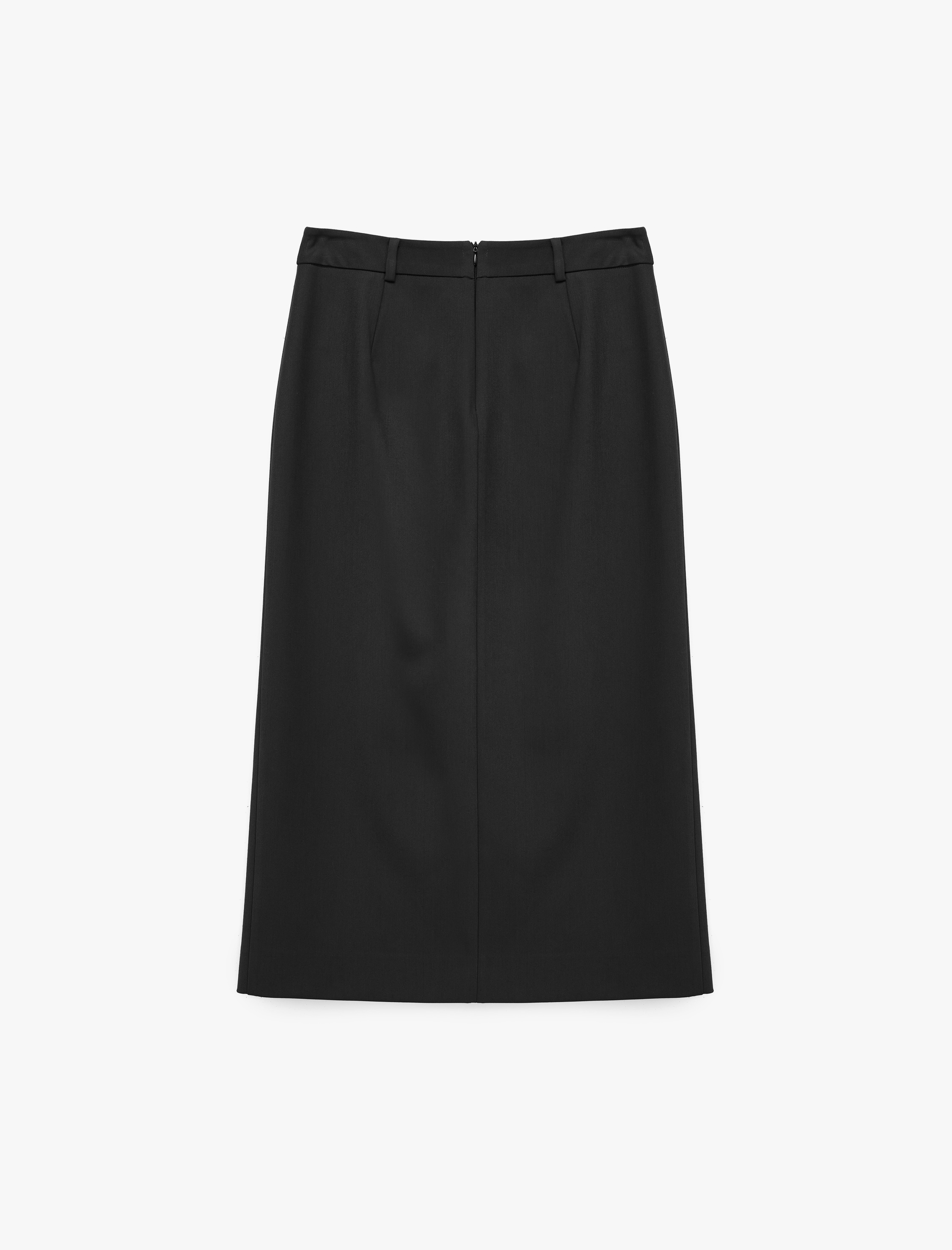   Fleto Cepli Yırtmaç Detaylı Midi Kalem Etek