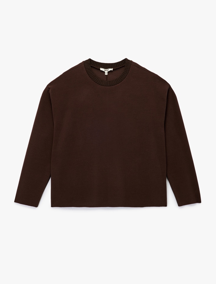  Uzun Kollu Bisiklet Yaka Basic Sweatshirt