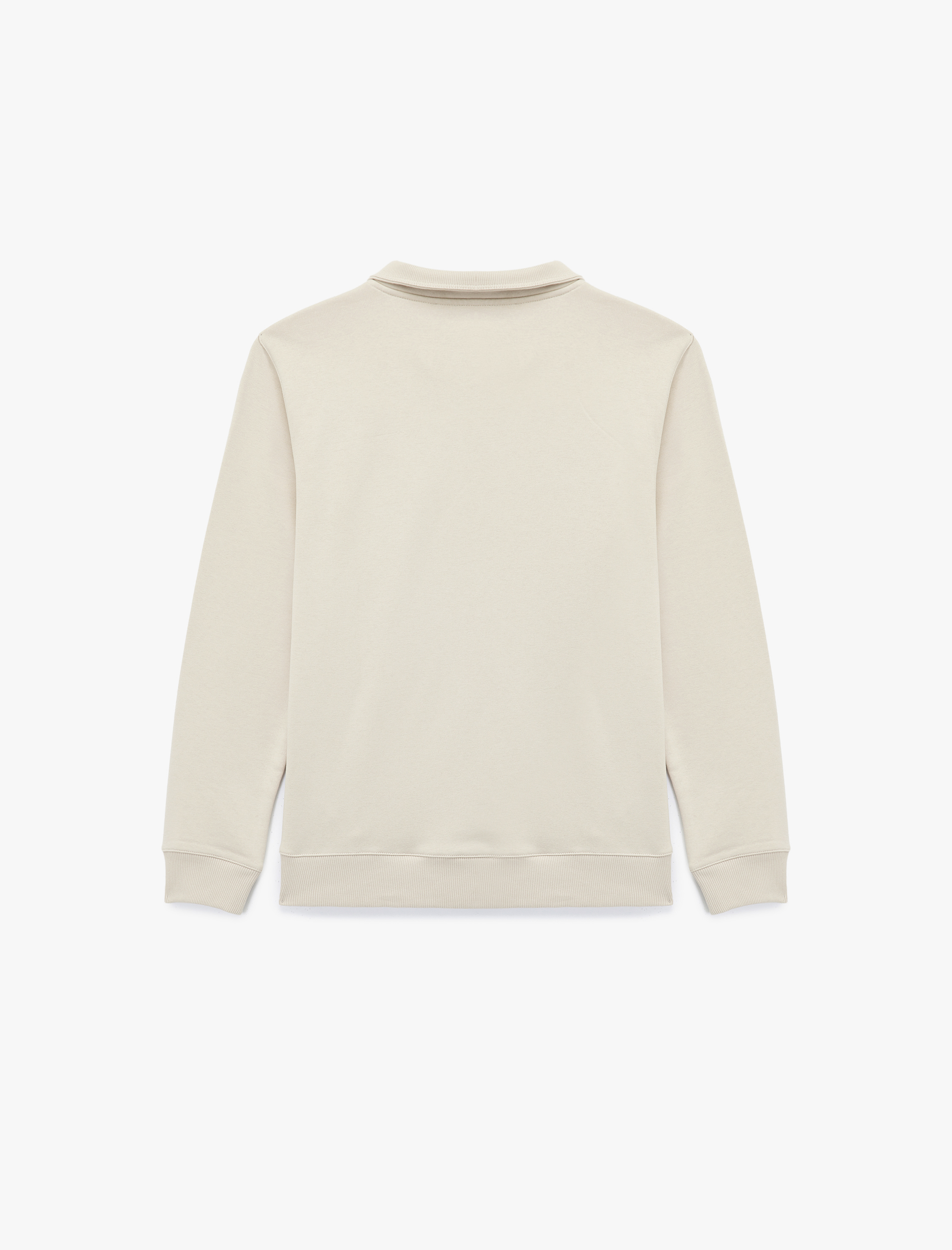   Uzun Kollu Şardonlu Basic Yarım Fermuarlı Sweatshirt