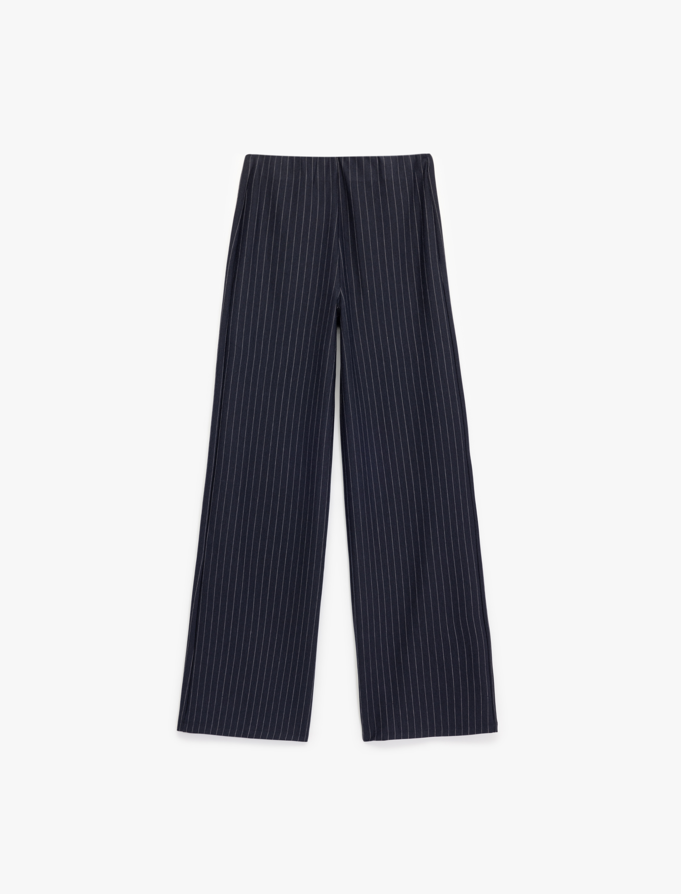   Düz Geniş Paça Çizgili Kumaş Pantolon